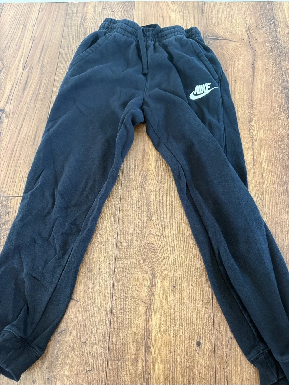 Nike Kids Black Jogger Sweatpants with White Logo- Youth Large